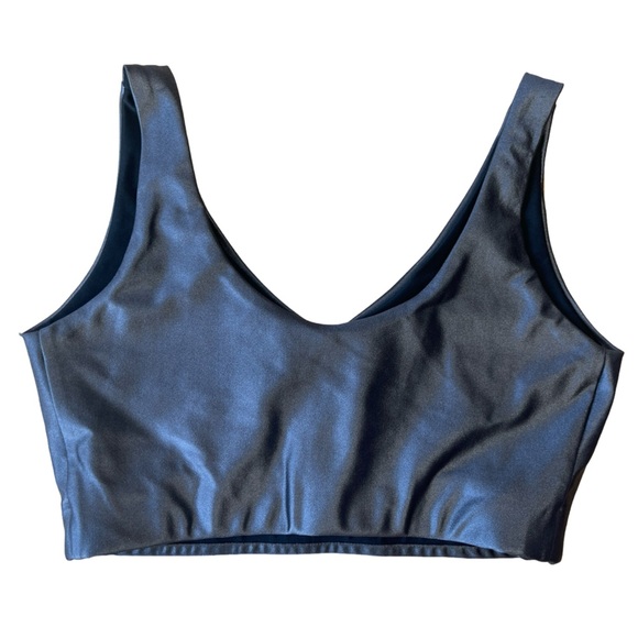 EMILY HSU GUNMETAL SHIMMER METALLIC V CROP TOP BRA SMALL URBAN ACTIVEWEAR - Picture 5 of 11